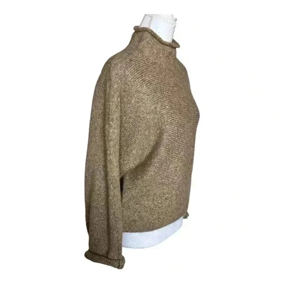 William Rast Beige Mock Neck Cropped Boxy Oversized Cozy Sweater Women’s S - Picture 4 of 6